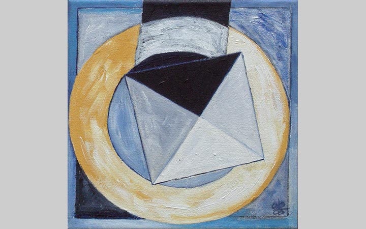  2000, Exit 14, acryl op doek, 25x25 cm