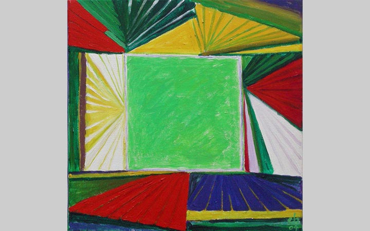  2004, Naar Den Helder 1. Voorjaar in de lucht, acryl op doek, 30x30 cm