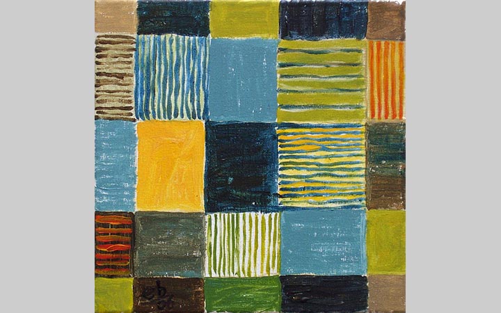  Septembertuin,	2010, acryl op doek, 20x20 cm,	particulier bezit