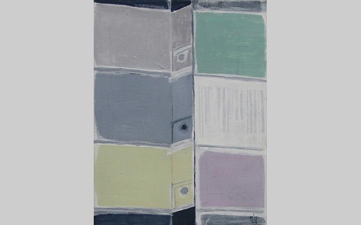  Afbraak Boisotstraat V,	2009, acryl op doek, 24x30 cm