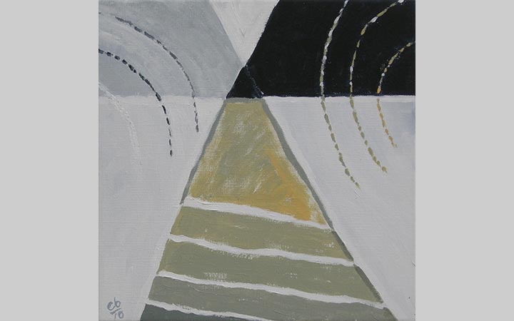  Hondenzang 2,	2010,	acryl op doek, 30x30 cm