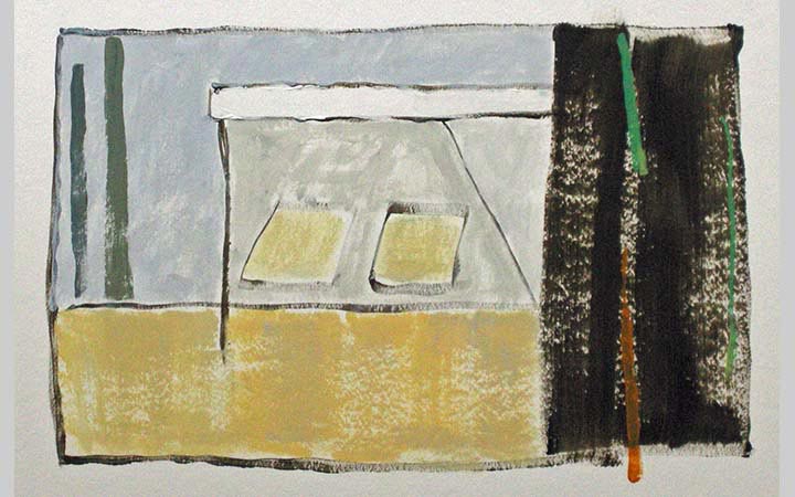  2014, 	Schuilhut 4, acryl op papier, 27x18 cm