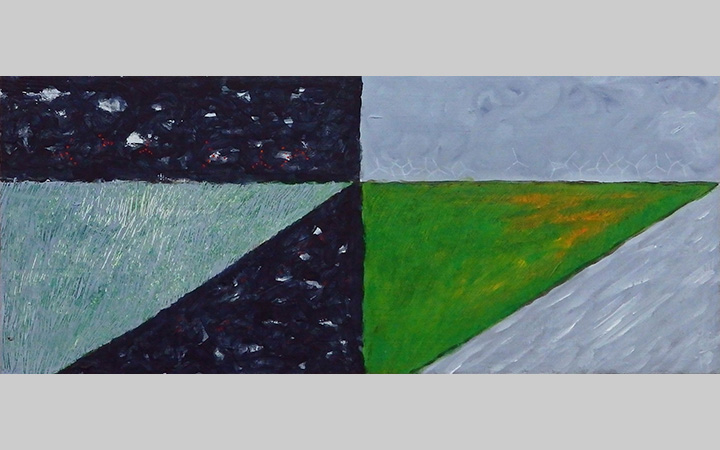 2017, Dag en nacht windmolens 3, acryl op paneel, 47x20 cm