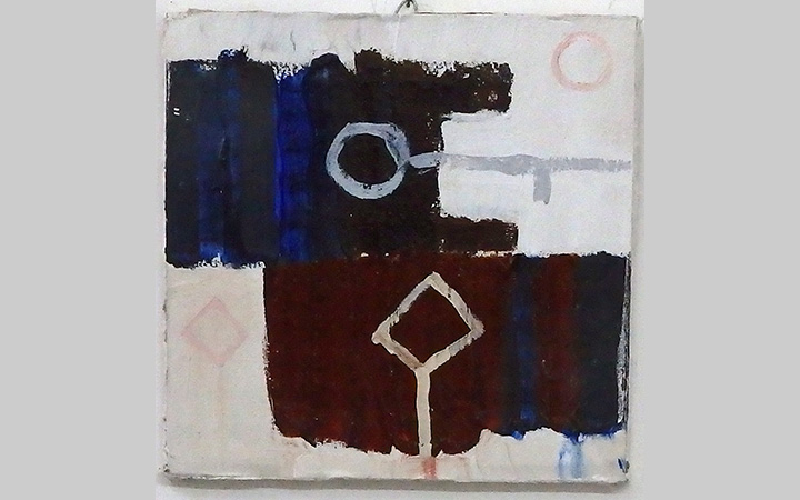 2018, 	Sleutel tot slot 1, olieverf op doek, 20x20 cm